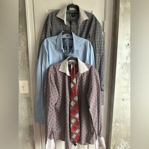 LOT 3 Men's Shirts & 3 Ties French Cuffs